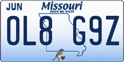 MO license plate OL8G9Z