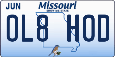 MO license plate OL8H0D