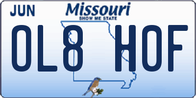 MO license plate OL8H0F