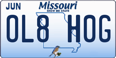 MO license plate OL8H0G