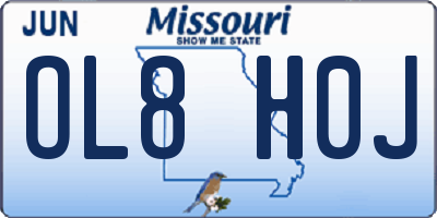 MO license plate OL8H0J