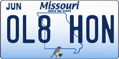 MO license plate OL8H0N