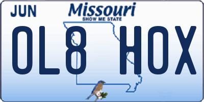 MO license plate OL8H0X