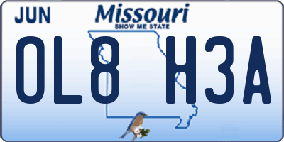 MO license plate OL8H3A