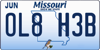 MO license plate OL8H3B