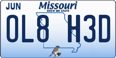 MO license plate OL8H3D