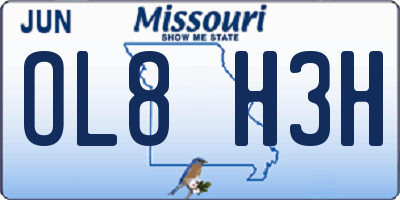 MO license plate OL8H3H