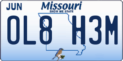 MO license plate OL8H3M