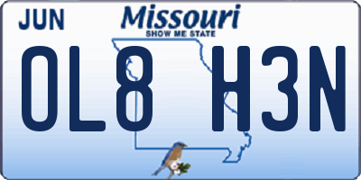 MO license plate OL8H3N