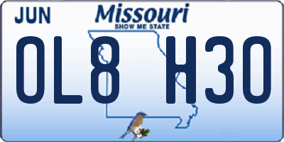 MO license plate OL8H3O