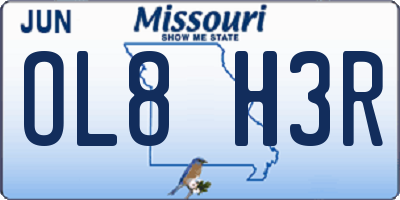 MO license plate OL8H3R