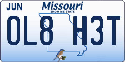 MO license plate OL8H3T