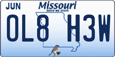 MO license plate OL8H3W
