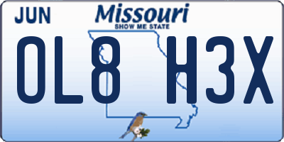 MO license plate OL8H3X