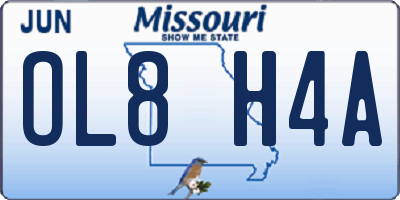 MO license plate OL8H4A