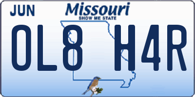 MO license plate OL8H4R
