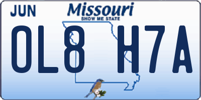 MO license plate OL8H7A