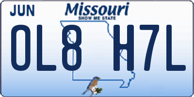 MO license plate OL8H7L
