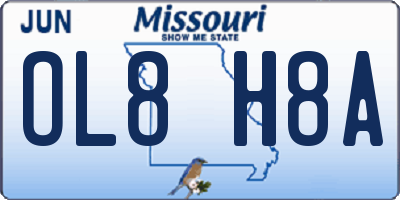 MO license plate OL8H8A