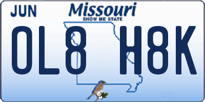 MO license plate OL8H8K