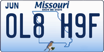 MO license plate OL8H9F