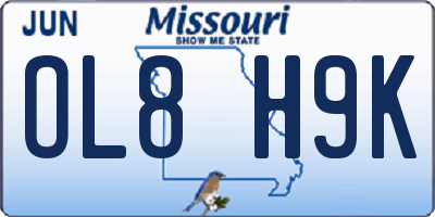 MO license plate OL8H9K