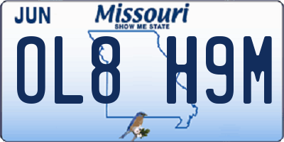 MO license plate OL8H9M