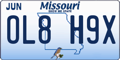 MO license plate OL8H9X