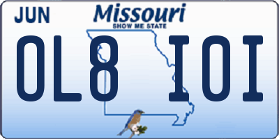 MO license plate OL8I0I