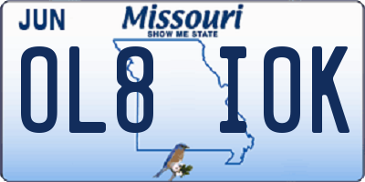 MO license plate OL8I0K