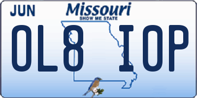 MO license plate OL8I0P
