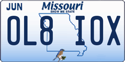 MO license plate OL8I0X