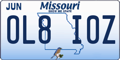 MO license plate OL8I0Z