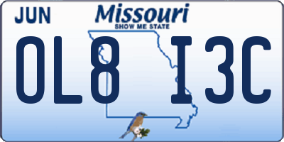MO license plate OL8I3C
