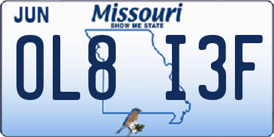 MO license plate OL8I3F