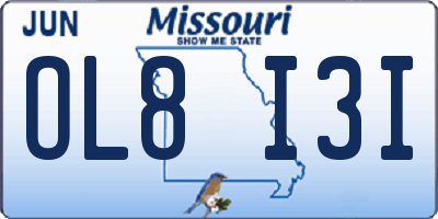 MO license plate OL8I3I