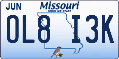 MO license plate OL8I3K