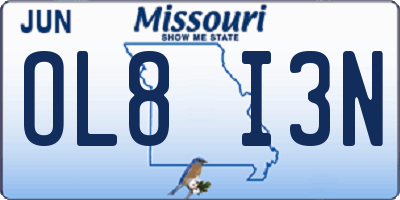MO license plate OL8I3N