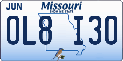 MO license plate OL8I3O