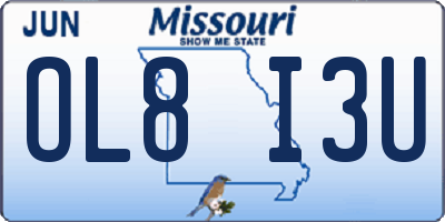 MO license plate OL8I3U