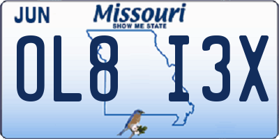 MO license plate OL8I3X