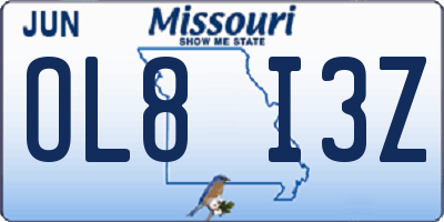 MO license plate OL8I3Z