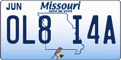 MO license plate OL8I4A