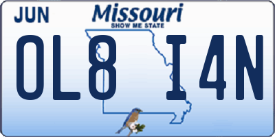MO license plate OL8I4N