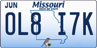 MO license plate OL8I7K
