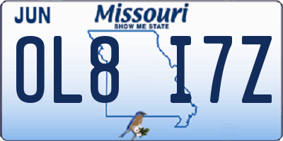 MO license plate OL8I7Z
