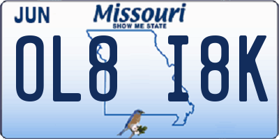 MO license plate OL8I8K
