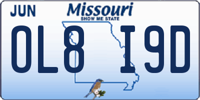 MO license plate OL8I9D