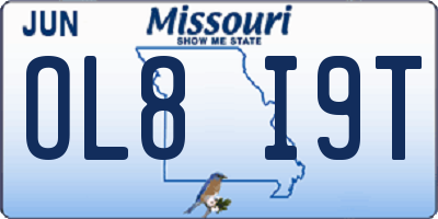MO license plate OL8I9T