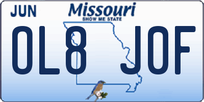 MO license plate OL8J0F